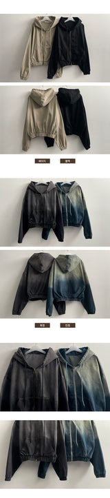 Tying Washing Two-Way Banding Hood Zip-Up