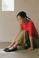 PINTUCK RIBBON FLAT IN BLACK