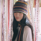 hippie stripe beanie purple