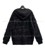 Trimming Mohair Hood Layer Knit