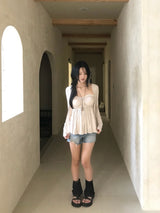 Needs Inner Cap Lace Flare Top & Cardigan SET