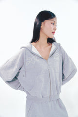 Pearl Hoodie Zip-Up Gray