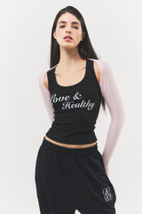 Love & Healthy ロゴノースリーブトップ Black