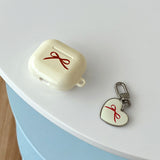 ribbon heart epoxy keyring(ivory)