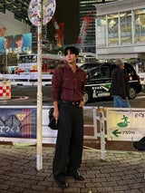 Herringbone Loose regular pants