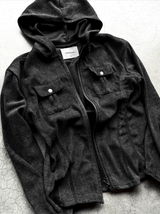Pigment long-sleeved line hooded zip-up