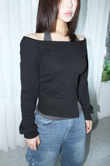 Layered halter neck off-shoulder sweatshirt set