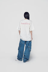 24FW CHAIN EMBOSSING SCRIPT PRINTING SHORT SLEEVE T-SHIRT CREAM