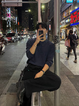 ビッグ リブド バイアス ロングスリーブ Tシャツ