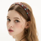 サテンドットボリュームヘアバンド _ ブラウン