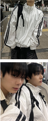glossy track windbreaker