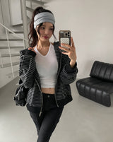 Wearing ストライプ ツーウェイフードジップアップ