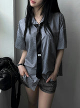 26SS★ [ MADE / Tie Set ] Silk Stripe Classic Shirt Short Sleeve Version