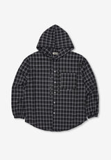[SEMADE] City Check Overfit Hoody Shirts