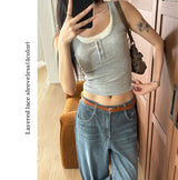 Layered lace sleeveless(4color)