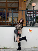 leather open pocket banding short pants