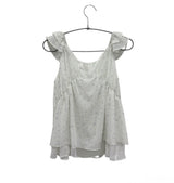 エラシフォンラッフルスリーブレスブラウス (2c)