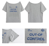 コントロールオフショルダールーズフィットショルダースリーブTシャツ