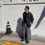 Striped Non-Fade Denim Pants