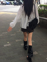 Laden Shirring Frill Flare Long Sleeve Blouse