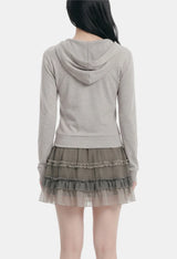 Daniela Lace Half-Zip Hoodie Top