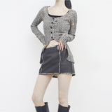 Swanne Damage Cardigan + Cropped Sleeveless Set