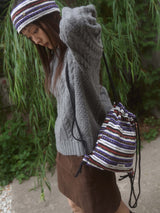 Stripe knit Hairband - Black