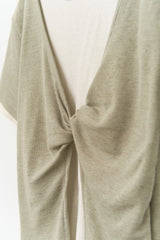 (W) Tie Linen Layered Top