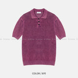 LMN リフェルピグメントウォッシャブルカラー半袖ニット (5 colors)