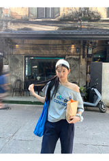 コントロールオフショルダールーズフィットショルダースリーブTシャツ
