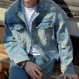 De Lap High Damage Crop Denim Jacket (2color)