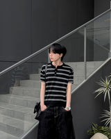 Diron Striped Henley Knit