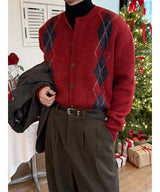 [Unisex] Mohair argyle cardigan(4color)