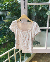 キュジュンレースフローラル半袖Tシャツ