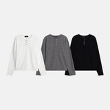 GT ワッフルヘンリーネックウォーマーロングスリーブTシャツ (3 colors)