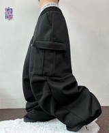 フリース ❤カーゴパラシュートツーピンタックワイドボトンパンツ🖤🩶2カラー