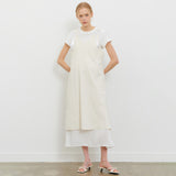 RIBBON STRAP LAYERED SLEEVELESS ONE PIECE CREAM