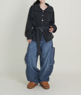 Square pocket balloon fit corduroy pants