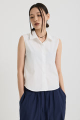 コットンノースリーブシャツ, White