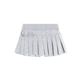 Rose Detail Dot Pleated Skirt 232514109