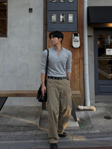 Vice shoulder half-zip muscular sleeve T-shirt