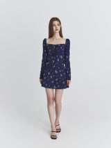 Ribbon square blouse (Navy)