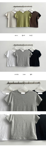 Buttle モダール無地クロップド半袖Tシャツ