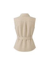 セリーヌドットスカーフリネンスリーブレスブラウス Beige