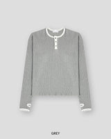 フィンガーホール ヘンリーネック ワッフル リンガー Tシャツ