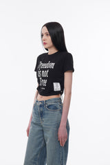 FREEDOM SIDE STRING CROP T-SHIRTS