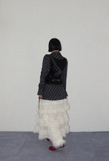 ベストレイヤードチェックミニドレス (BLACK)
