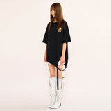 アシンメトリックベルトTシャツ - ブラック