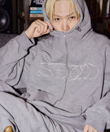 SOO APPLIQUER BALLOON HOOD ZIP-UP_GRAY
