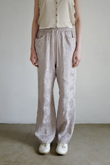 Linen rayon jacquard pants, Grey